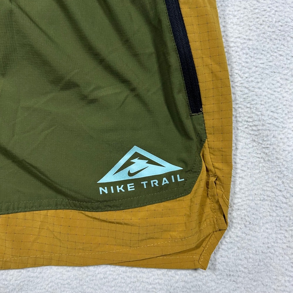 Nike Dri-FIT Trail Running Shorts Mens Large Green Gold DN4480-482 Lined Pockets - Picture 5 of 8